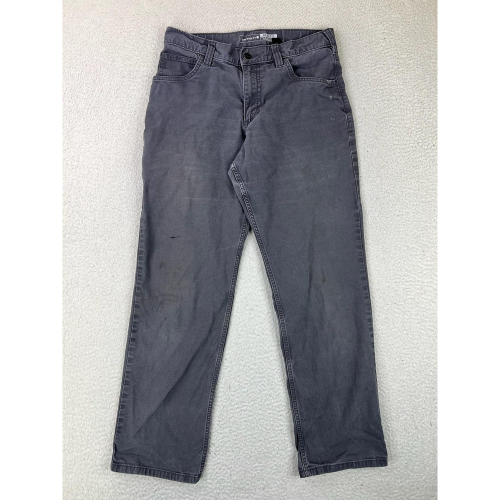 Carhartt Mens 30x30 Gray Rugged Flex Relaxed Fit Canvas Carpenter Pants BN2517-M